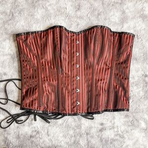 Red and black striped steel boned corset